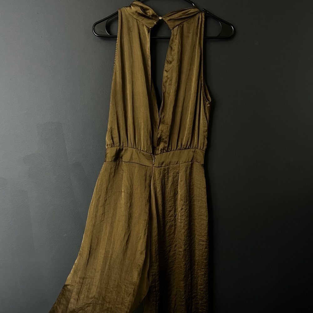 Golden green silk jumpsuit